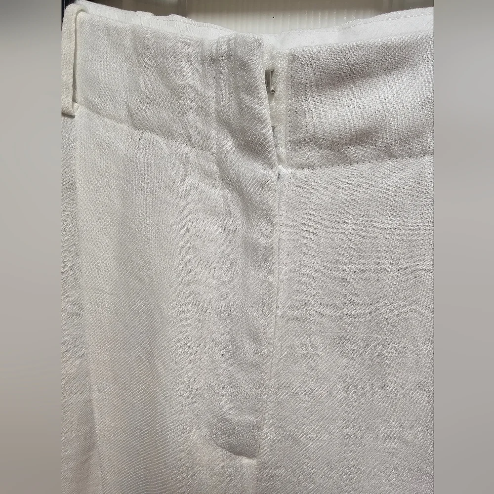 NWT ZARA Ivory Linen Blend Wide Leg Pants Size S High Waist Flowy Pockets Chic